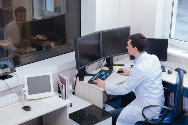 A clean, modern laboratory setting. In the foreground, a scientist is working with high-tech equipment, with various test tubes and monitors displaying complex data in the background. Focus on the advanced tools and innovation aspect.