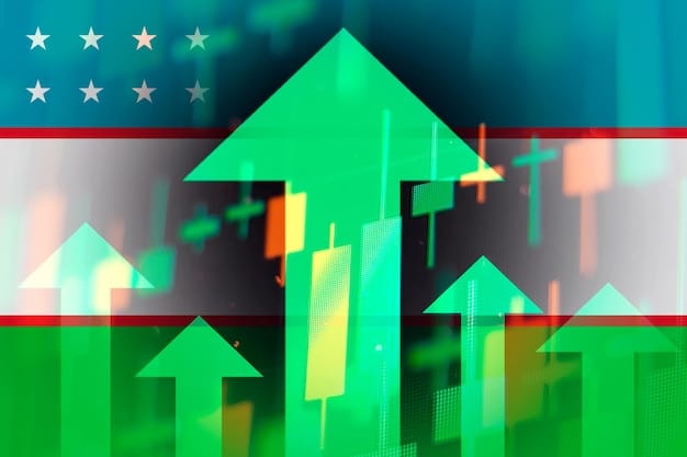 A news headline highlighting the Federal Reserve's decision to raise interest rates with a corresponding upward trending arrow.