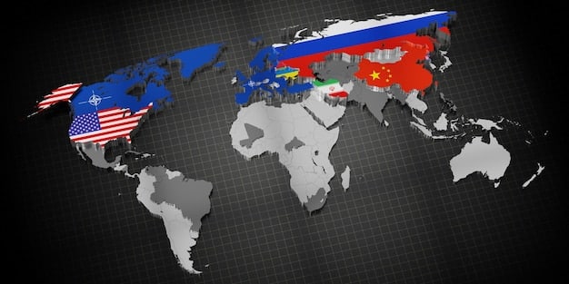 A world map highlighting the United States, China, and the European Union, representing the major players in the global AI landscape, along with icons symbolizing AI technologies and global collaboration.
