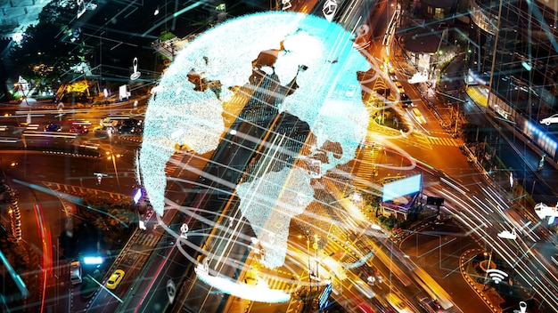 A visual representation of interconnected global events, showing how political decisions, economic trends, and social issues influence business strategies, with arrows indicating cause-and-effect relationships.