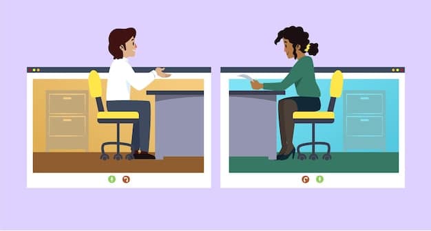 A split screen showing two individuals in a virtual meeting, one in a modern office space and the other in a warehouse surrounded by shipping containers. Both are engaged in a discussion, gesturing and reviewing documents on their screens, symbolizing negotiation and collaboration.