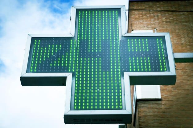 A large commercial building entirely covered with solar panels, showcasing a significant reduction in carbon emissions displayed on a nearby digital screen.