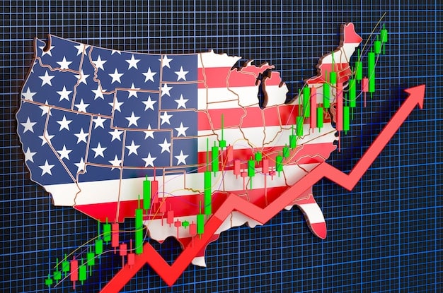 A graph illustration showcasing trends in US imports and exports over the past decade, with projections for 2025, overlaid on a map of the United States.