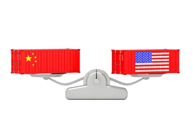 A graph displaying the trade balance between the US and China over the last five years, illustrating the impact of previous trade agreements on the trade deficit.