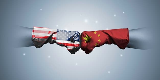 A digital illustration depicting a handshake between two diplomats against a backdrop of the American and another country's flag. The image symbolizes negotiation and partnership, highlighting the importance of diplomacy in international relations.