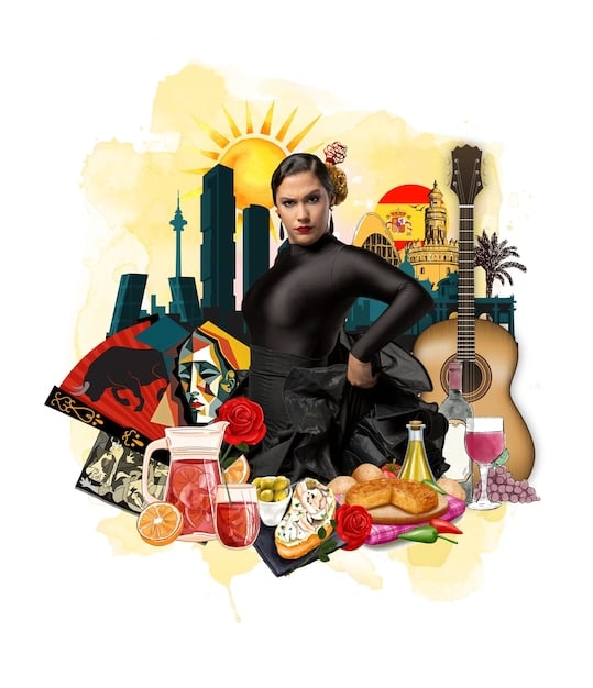 A collage of iconic American cultural exports, including Hollywood movies, pop music albums, and fast-food restaurant logos, arranged to represent the global impact of US culture.