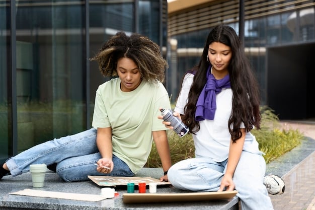 A diverse group of high school students collaborating on a project, with one student using a tablet that displays an AI-powered learning app, indicating personalized support. Emphasis on collaboration and technology integration.