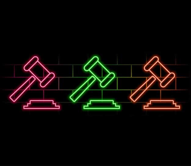 A stylized representation of a gavel hitting a block in front of a digital interface showing abstract data points, symbolizing law and regulation being applied to complex data, with a faint glow emanating from the interface suggesting AI's presence.
