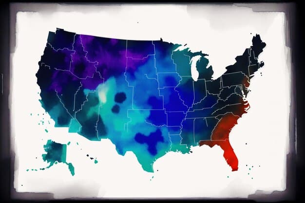 A map of the United States with different regions shaded in various colors, illustrating the diverse and varied gun control laws across states.