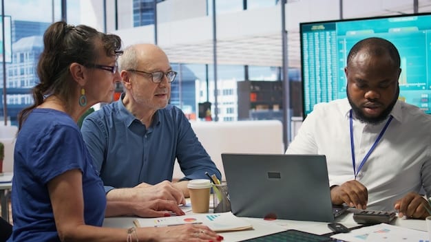 A diverse group of healthcare professionals and AI ethicists in a collaborative meeting, discussing data privacy and ethical guidelines around a table with screens displaying AI models and legal documents.