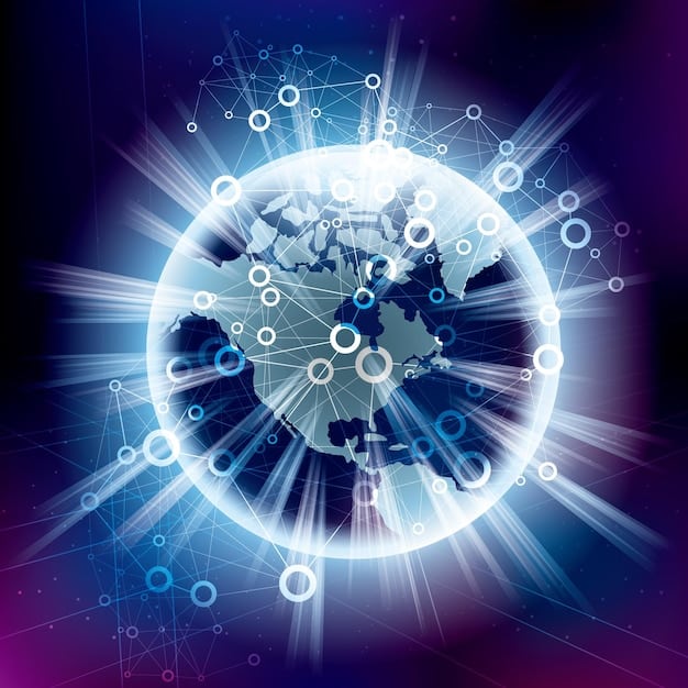 A stylized globe with interconnected nodes, representing a global network of fact-checkers and information sources collaborating to verify data and combat the spread of false content.