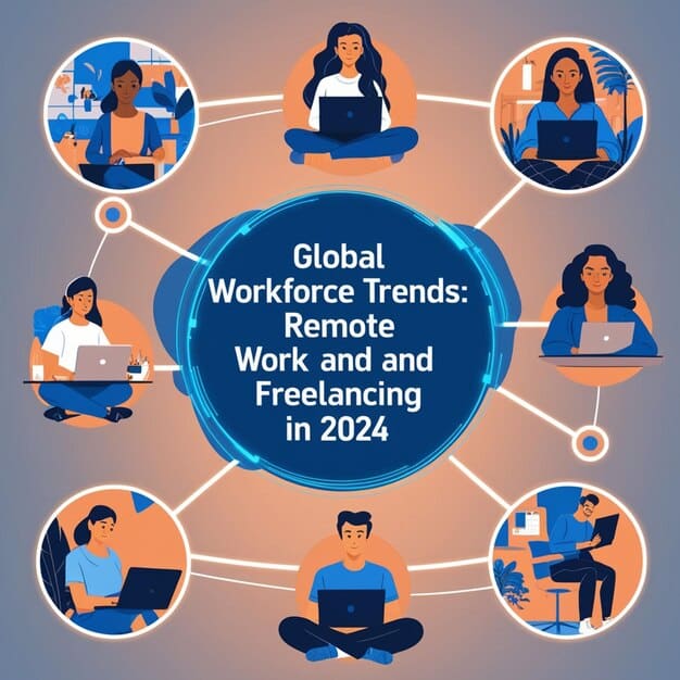 A detailed infographic illustrating various factors influencing remote work policies, such as technology, employee expectations, legal frameworks, and organizational culture.