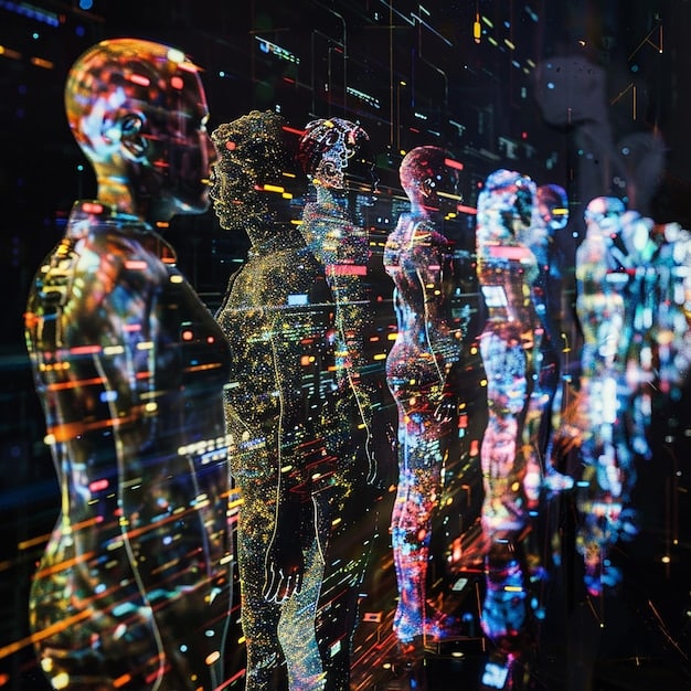 A diverse group of people interacting with a transparent AI system, represented by holographic data flows and clear visualizations of decision-making processes, symbolizing explainability and user understanding.