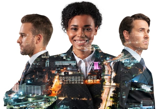 A diverse group of people (engineers, ethicists, legal experts) collaborating around a holographic display showing a complex AI model, with flowcharts and ethical frameworks overlaid, symbolizing interdisciplinary cooperation in AI development.