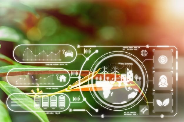 A digital interface of a carbon footprint calculator on a laptop screen, with charts showing different emission categories (e.g., energy, transport, food). A hand is using a mouse.
