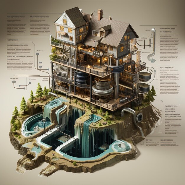 A close-up diagram illustrating the components of a rainwater harvesting system, including the roof collection area, gutters, filtration system, storage tank, and connection to the house's plumbing. This visual aid emphasizes the functionality of US Homeowners: What are the Benefits of Installing a Rainwater Harvesting System in 2025?