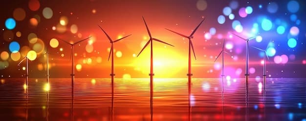 An abstract, brightly lit image showing interconnected energy sources — solar panels, wind turbines, and power lines — converging towards a stylized home silhouette, symbolizing a robust and clean energy future.