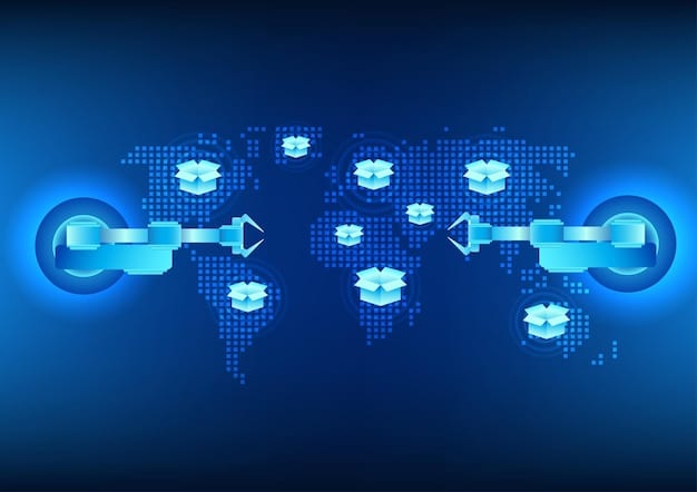 A complex intertwined diagram of global supply chains with arrows and interconnected nodes, representing various raw materials, manufacturing hubs, and distribution networks, with prices increasing along the chain.