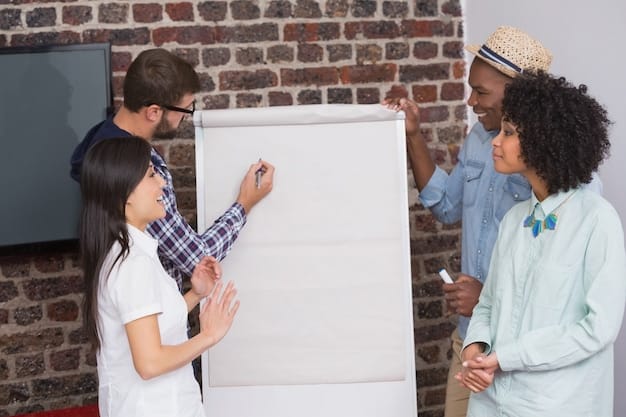 A group of diverse students actively participating in a classroom discussion, with a modern whiteboard in the background showcasing educational concepts.