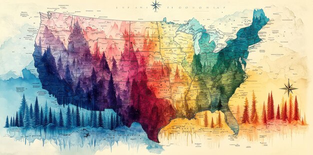 A collage of maps from Virginia, Colorado, and Utah, each highlighted with a different color, symbolizing the new state-level data privacy laws taking effect in those states. Each map contains an icon representing data privacy, such as a lock or a shield, to reinforce the theme. The overall composition emphasizes the geographical diversity of the new data privacy landscape.