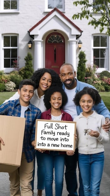 A photo of a diverse group of families receiving keys to their new homes, symbolizing the achievement of homeownership through supportive policies.