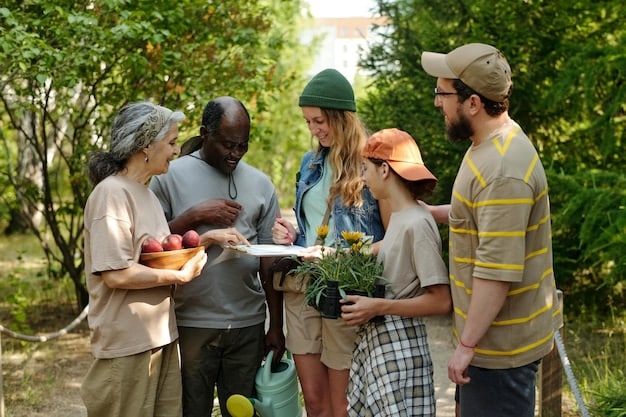 A diverse group of people participating in a community event focused on environmental sustainability, such as a tree-planting activity or a clean-up drive. The image captures the collaborative effort and community engagement in response to 'How the New US Policy on Climate Change Affects Businesses and Consumers', fostering environmental awareness and action.