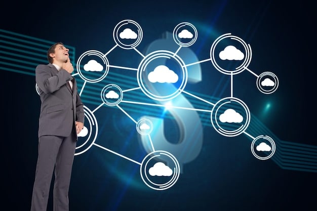 A detailed diagram showing interconnected cloud servers and data flow, with a user icon representing seamless access, illustrating robust cloud infrastructure.
