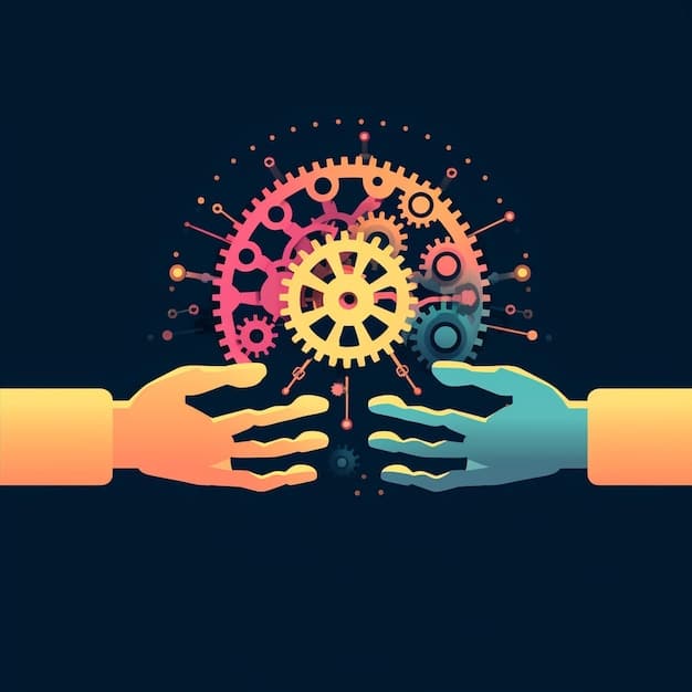 A digital illustration showing interconnected gears with smiling faces, symbolizing collaborative win-win partnerships and sustainable growth in a future-oriented business environment.