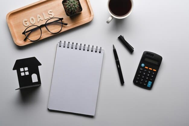A detailed flat lay of financial documents, a calculator, a pen, and a small plant, symbolizing organized tax and estate planning.