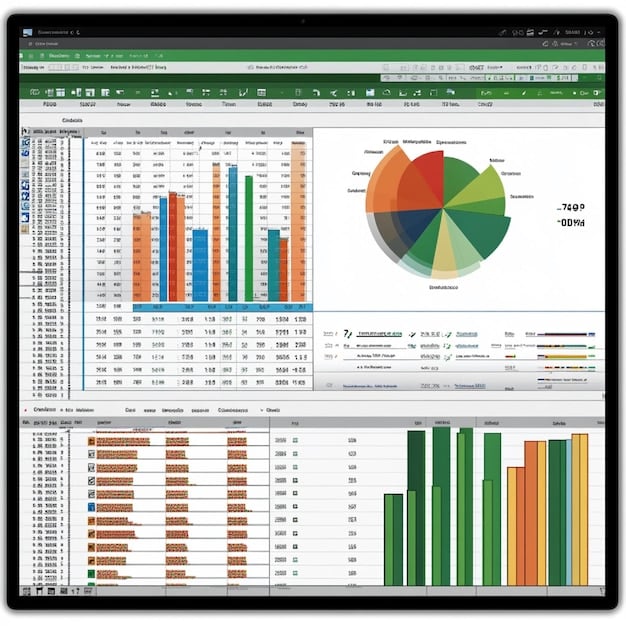 A split-screen showcasing a simple Excel spreadsheet on one side and a more complex Tableau dashboard on the other, illustrating the progression from basic data analysis to more advanced visualization techniques, highlighting Data Analytics for Non-Tech Professionals: A Step-by-Step Guide to Future Success.