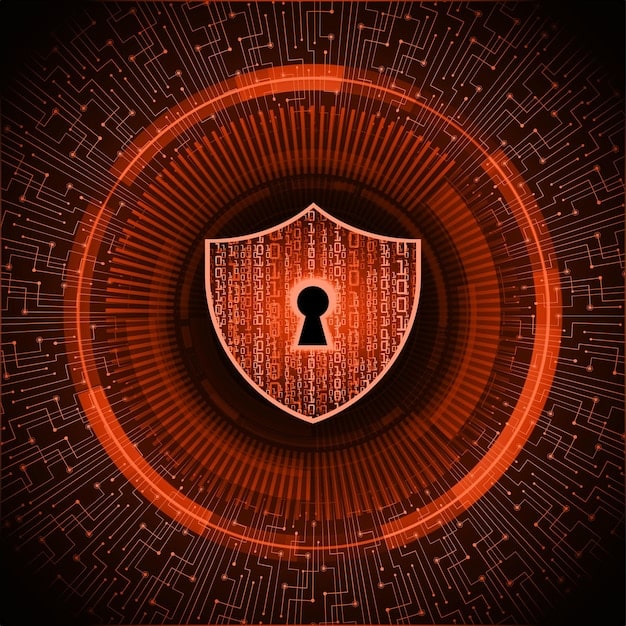 A digital illustration depicting a shield with a lock icon inside, encircled by binary code and network connections, symbolizing data protection and network security in Cybersecurity Skills for 2025: Protect Your Data and Advance Your Career.