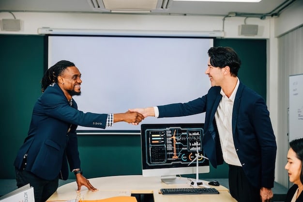 A person receiving a framed cybersecurity certification, shaking hands with an instructor or official, symbolizing achievement and career advancement through cybersecurity training and validating Cybersecurity Skills for 2025: Protect Your Data and Advance Your Career.