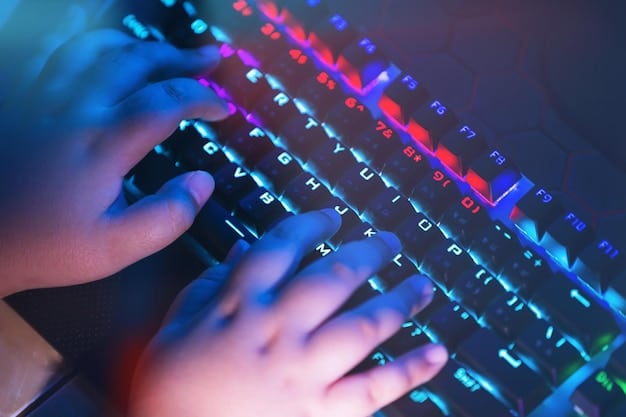 A close-up of a person typing on a keyboard with holographic AI interfaces overlayed. Focus on the hands and keys to emphasize the practical application of AI in How to Earn an Extra $5,000 in 2025 by Mastering AI-Powered Content Creation.