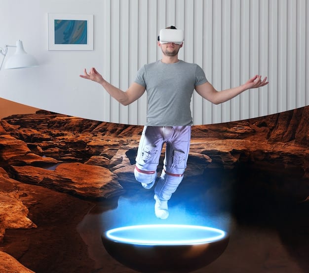 A person wearing a VR headset, surrounded by floating holographic interfaces displaying various metaverse applications, such as virtual meetings, gaming environments, and digital art galleries. The focus is on the immersive and interactive nature of the metaverse experience, emphasizing The Metaverse is Here: Skills to Thrive in the Virtual Economy.