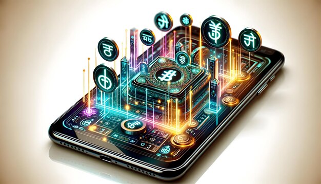 A visual representation of various fintech applications, including mobile banking, cryptocurrency trading, and AI-driven financial analysis. The image shows how 'The Future of Finance: Skills for Fintech Professionals and Investors' are essential for leveraging these innovations.