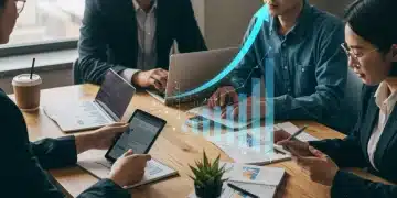 Professionals learning digital transformation skills online