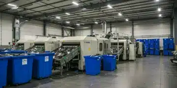 Advanced e-waste recycling facility sorting electronic components efficiently