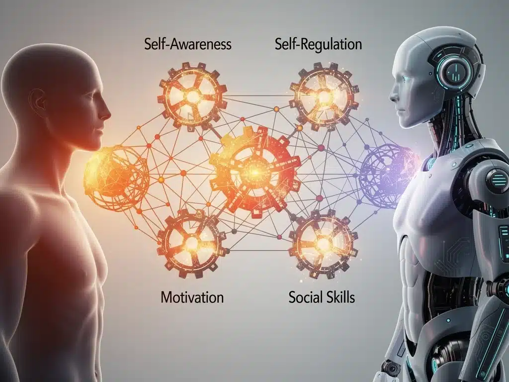 Diagram illustrating components of emotional intelligence crucial for human-AI interaction.