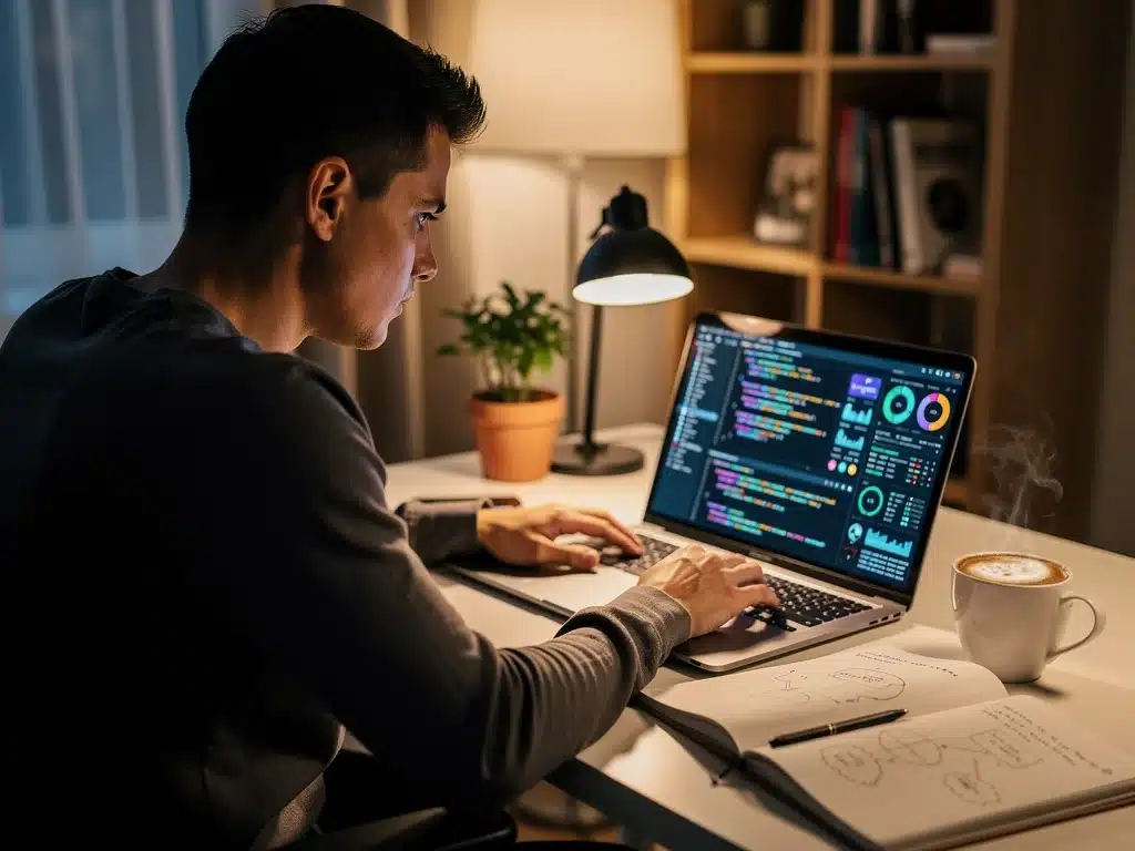 Individual focused on mastering digital skills through online learning.