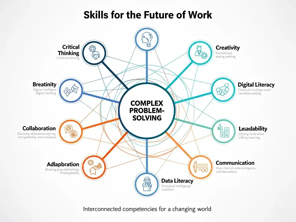 Infographic showing complex problem-solving as central to future work skills