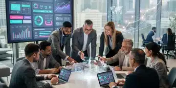 Professionals adapting to future work trends, focused on continuous learning and career growth.