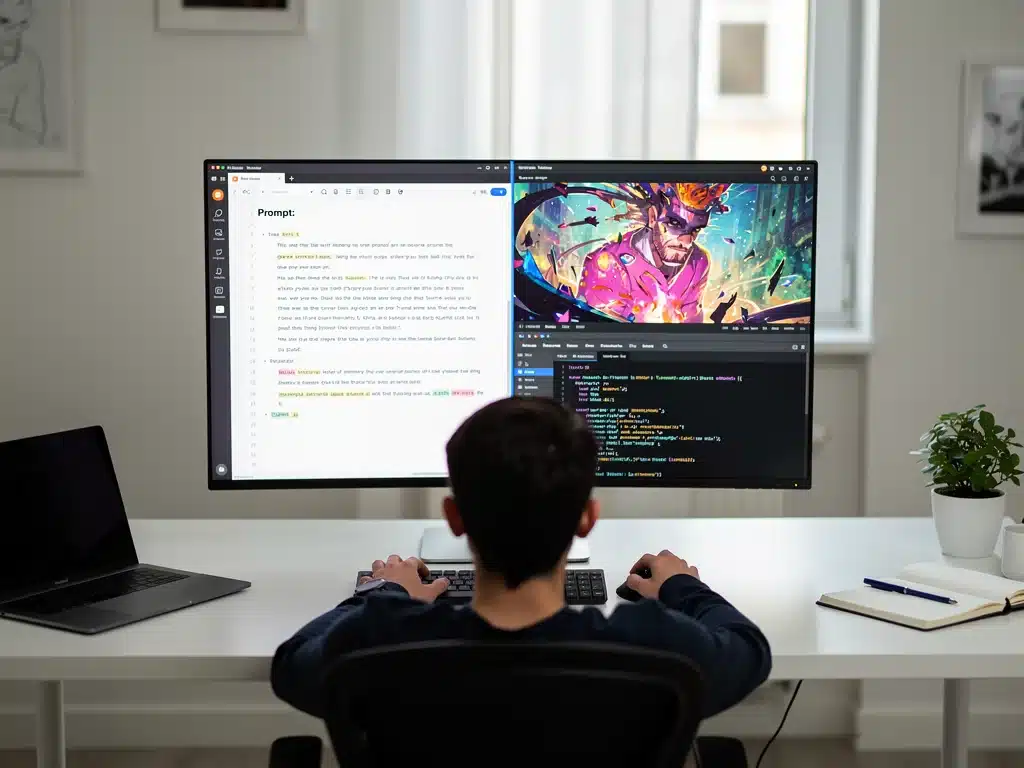 Individual demonstrating prompt engineering with a generative AI tool